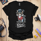 T-Shirt With Cats and Cameras Graphic