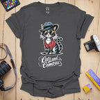 T-Shirt With Cats and Cameras Graphic