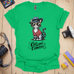 T-Shirt With Cats and Cameras Graphic