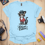 T-Shirt With Cats and Cameras Graphic