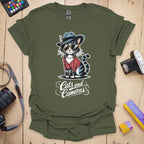T-Shirt With Cats and Cameras Graphic