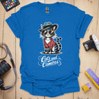 T-Shirt With Cats and Cameras Graphic