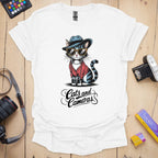 T-Shirt With Cats and Cameras Graphic