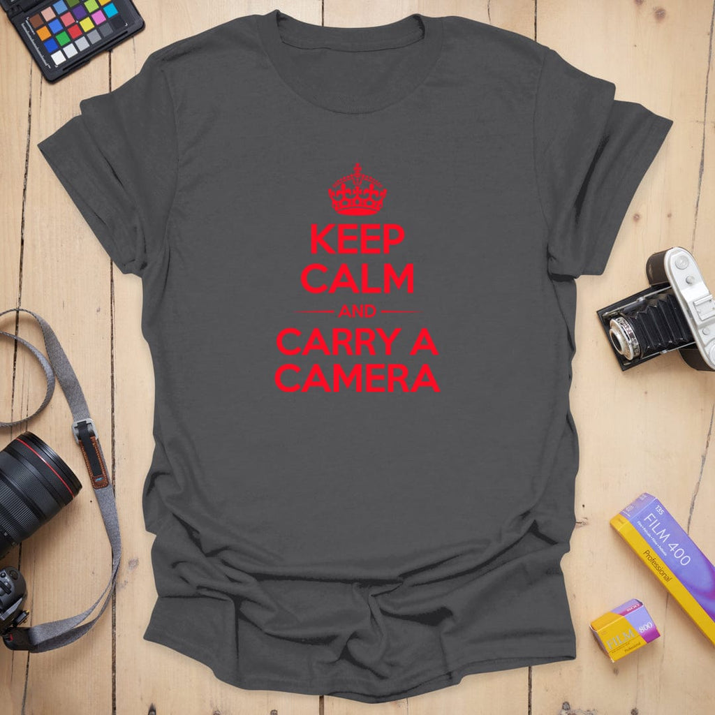 T-Shirt With Bold Red Camera Photography Graphic
