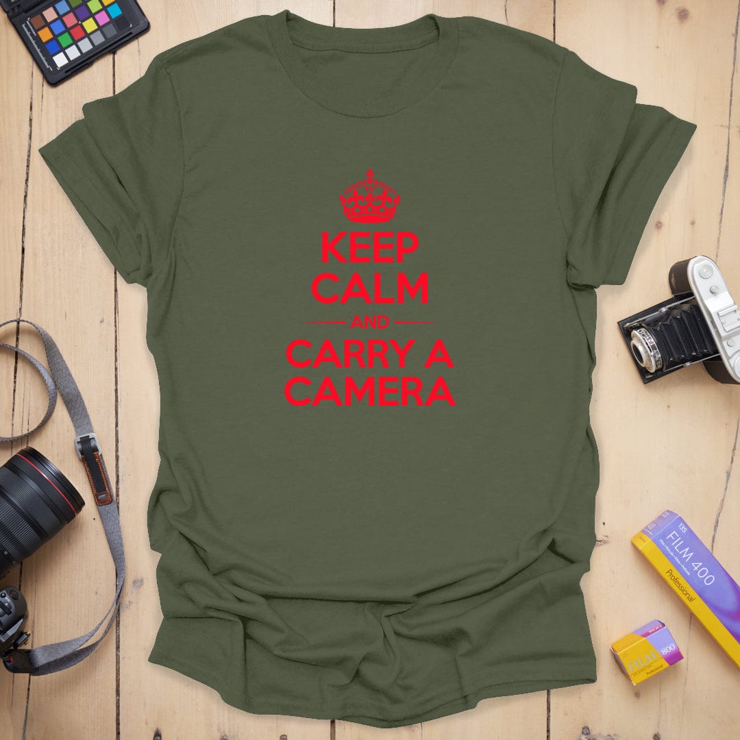T-Shirt With Bold Red Camera Photography Graphic