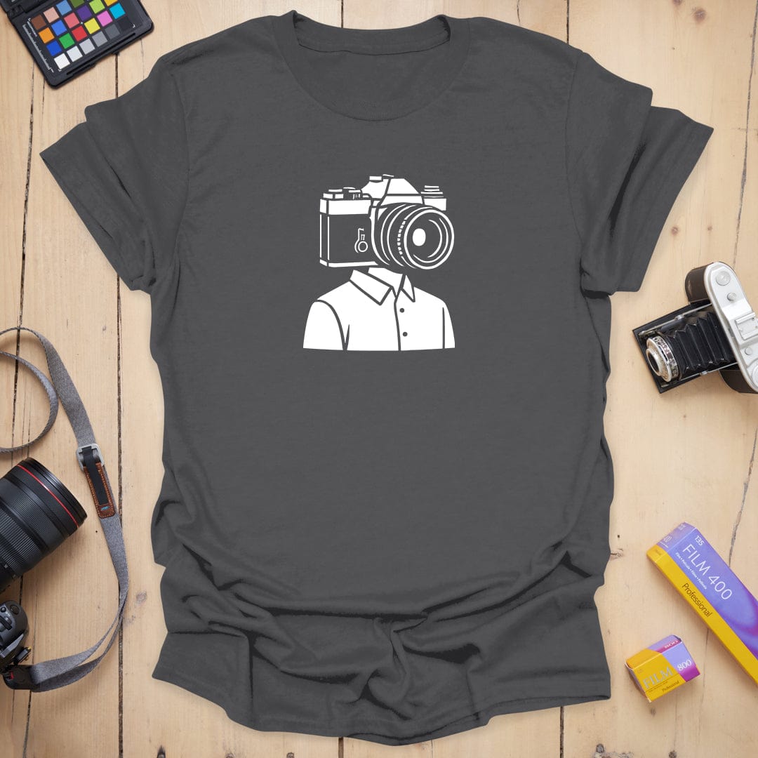 T-Shirt With Camera Head Graphic for Photography Fans