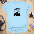 T-Shirt With Camera Head Graphic for Photography Fans