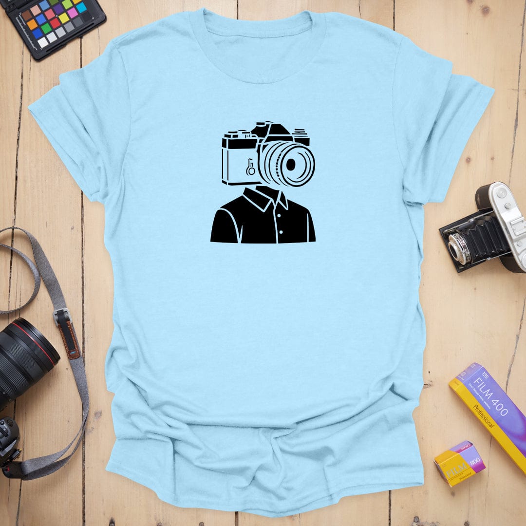 T-Shirt With Camera Head Graphic for Photography Fans