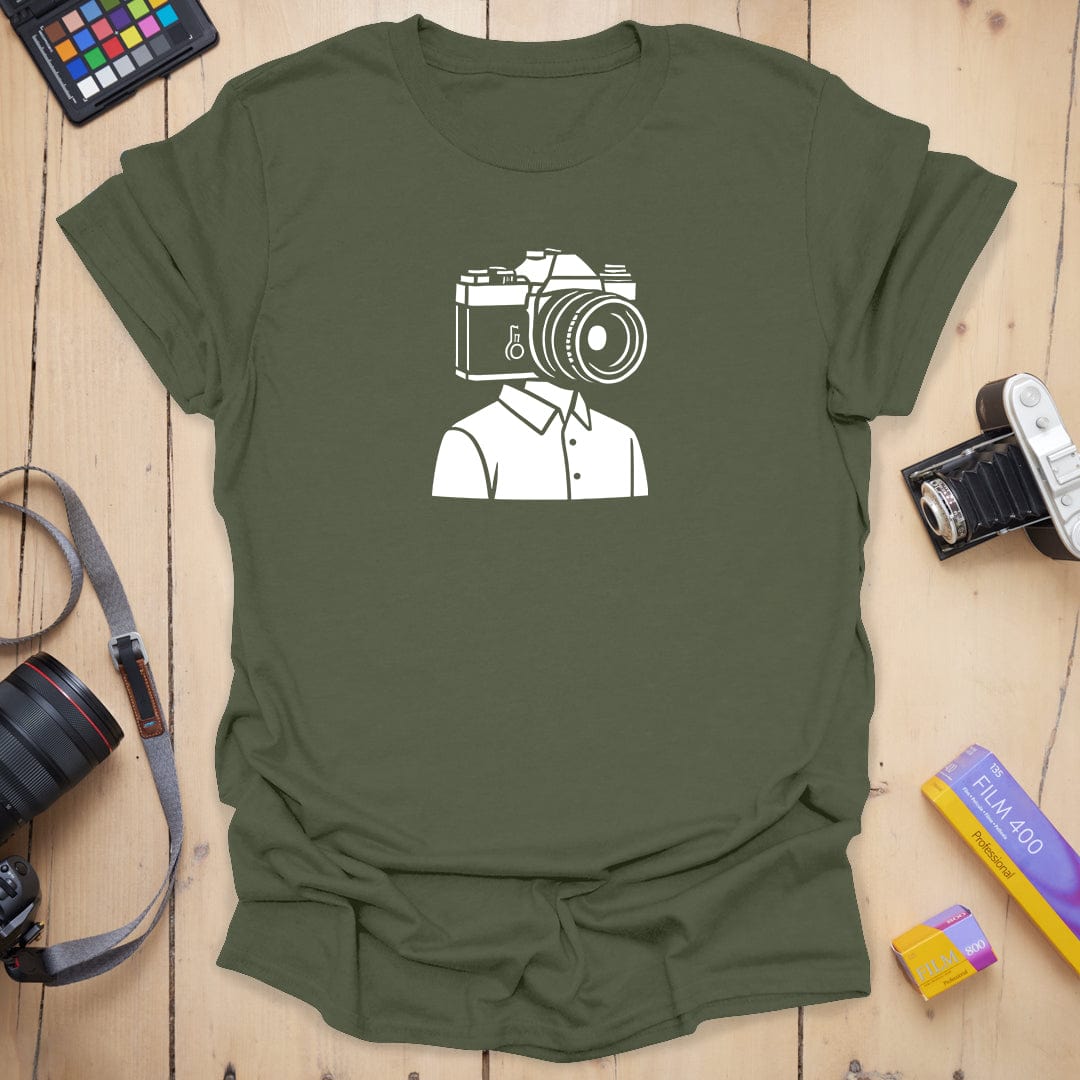 T-Shirt With Camera Head Graphic for Photography Fans