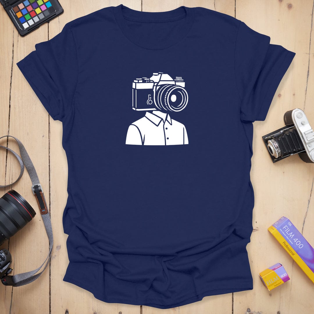T-Shirt With Camera Head Graphic for Photography Fans