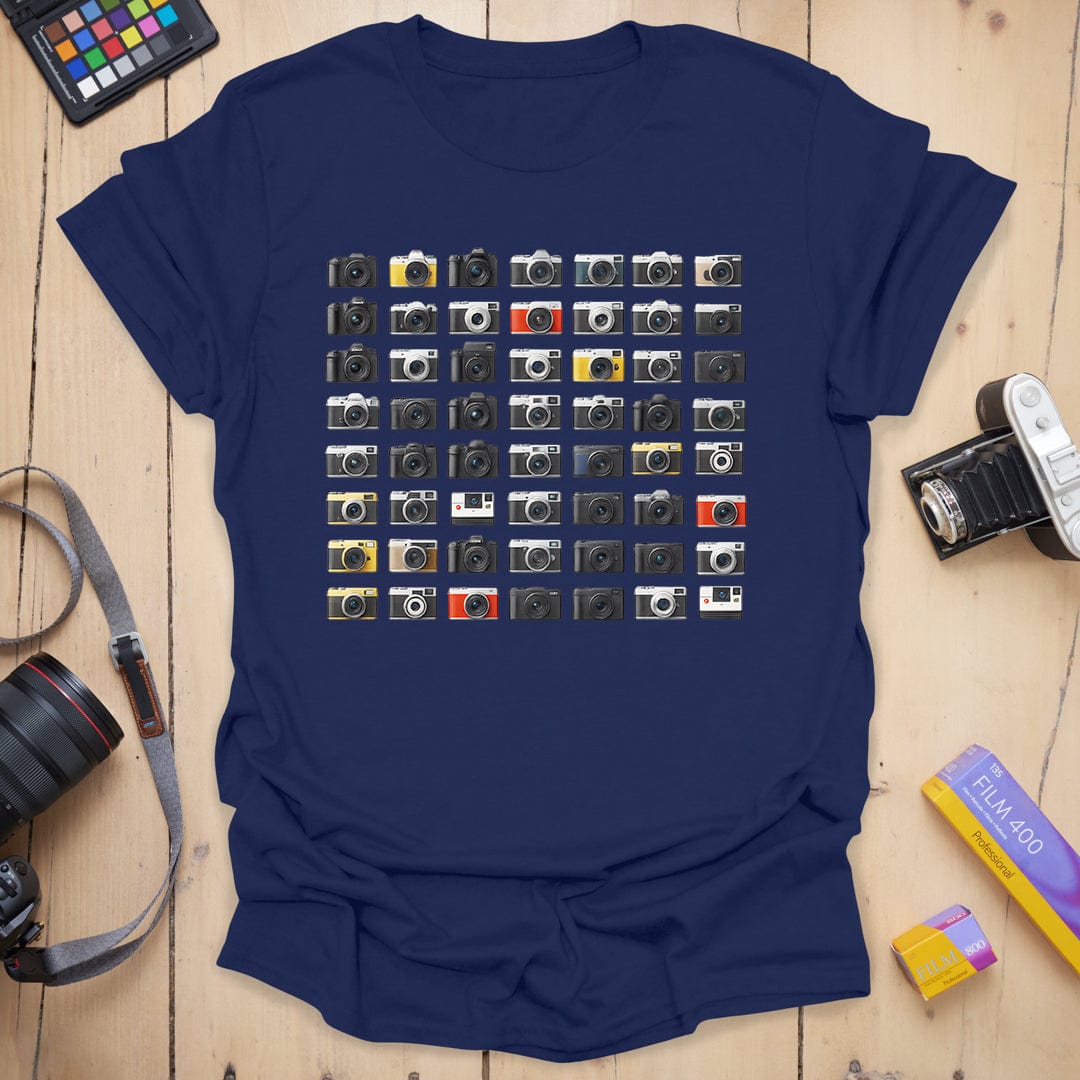 T-Shirt With Retro Camera Collection Graphic