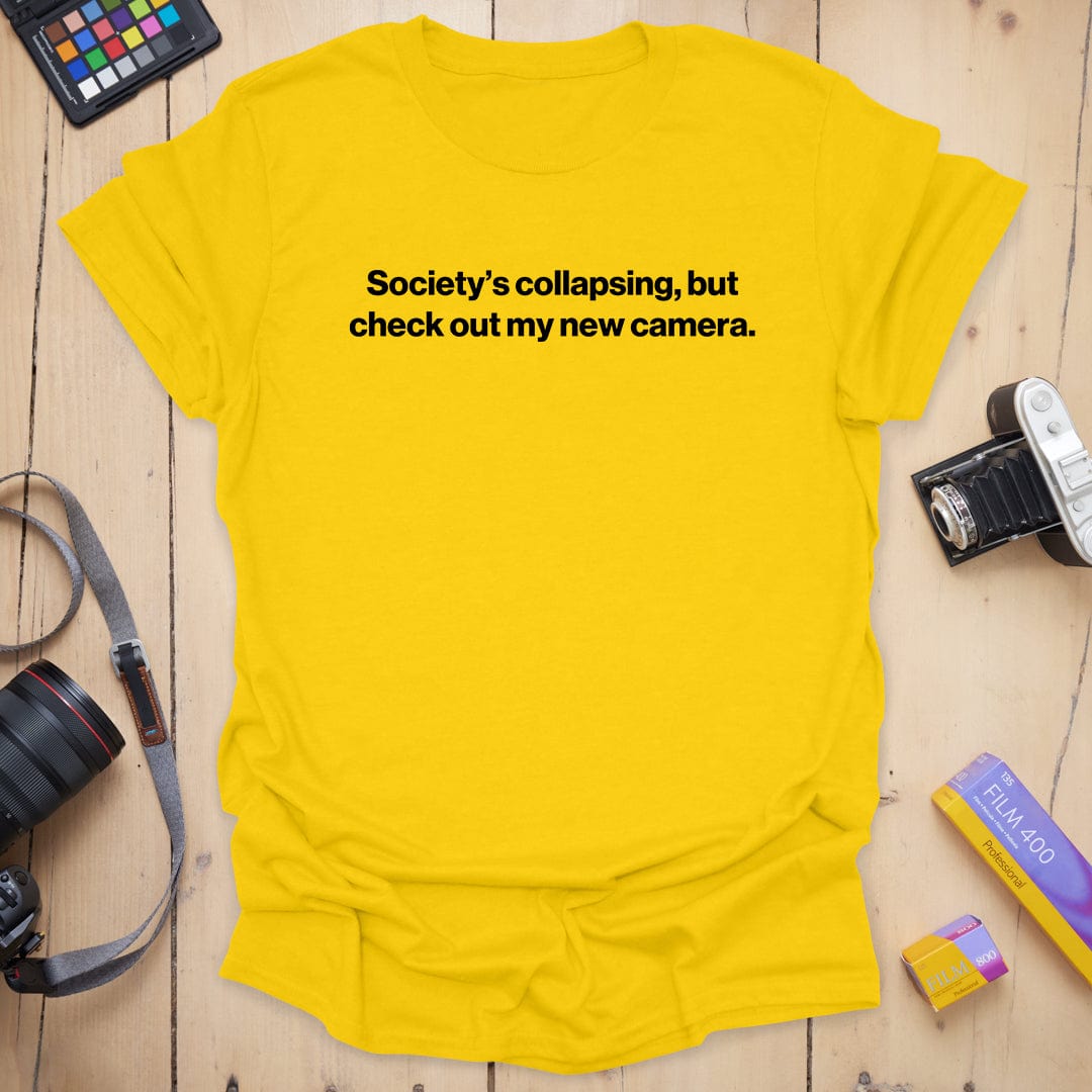 T-Shirt Dark Humor Camera Gear Collapse Design