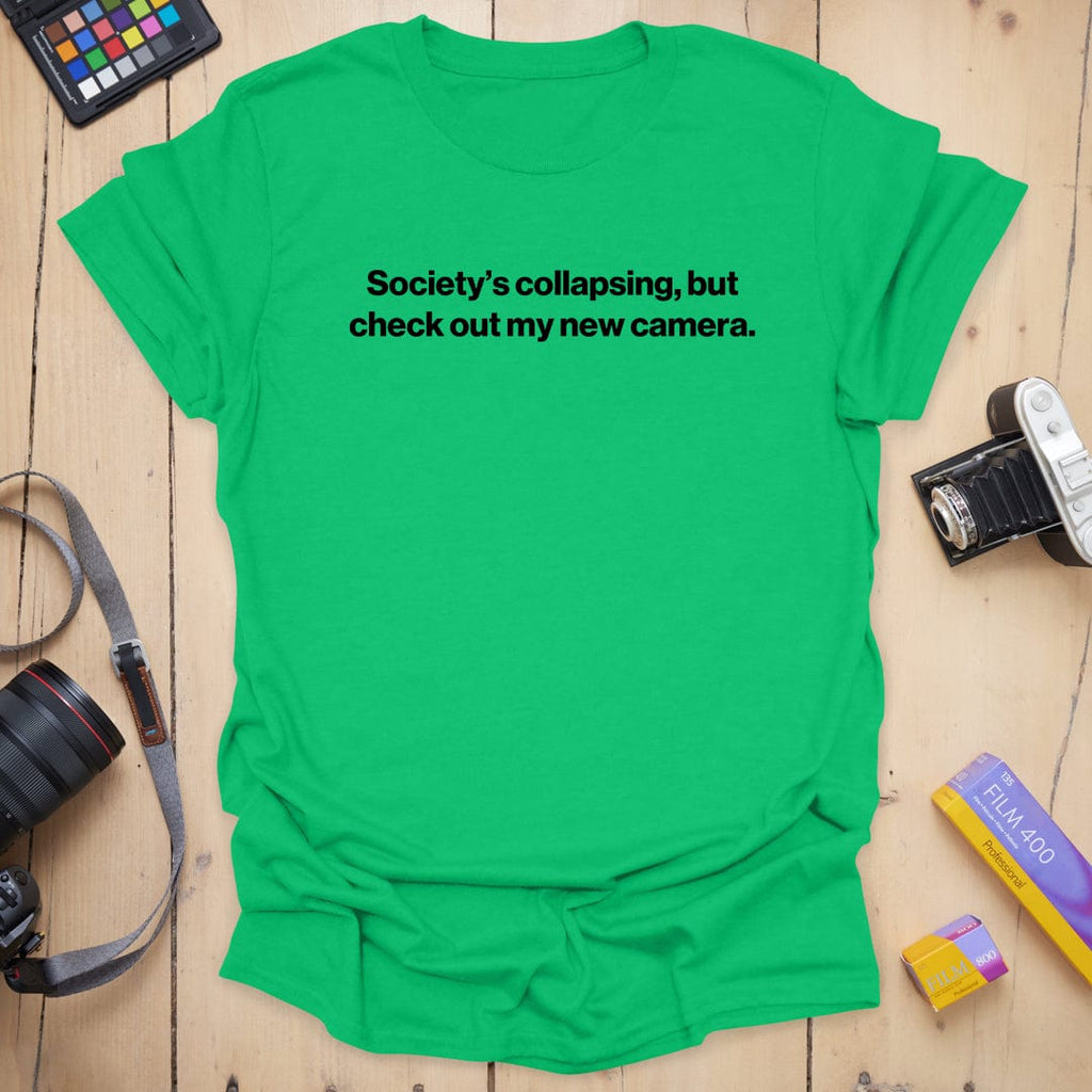 T-Shirt Dark Humor Camera Gear Collapse Design