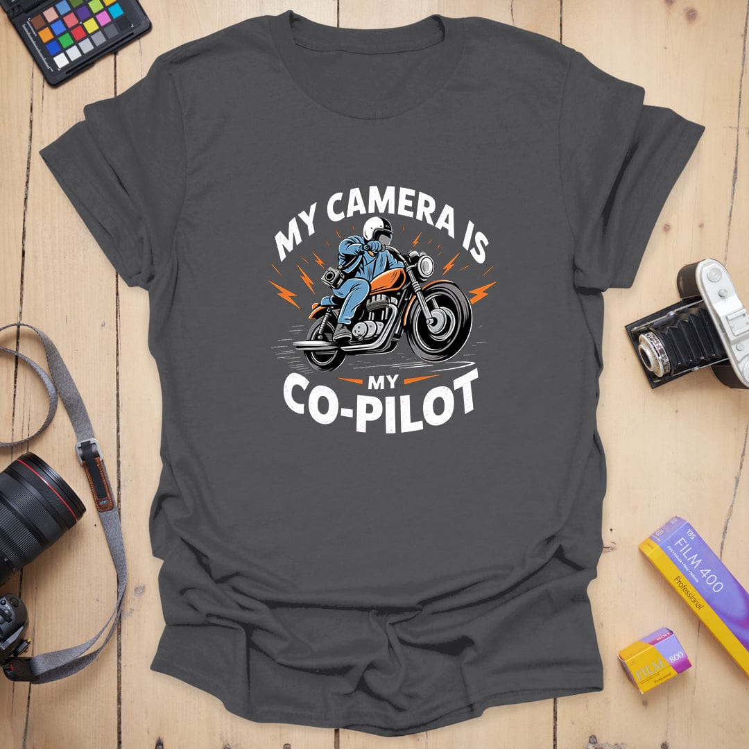 T-Shirt With Biker Camera Co-Pilot Graphic