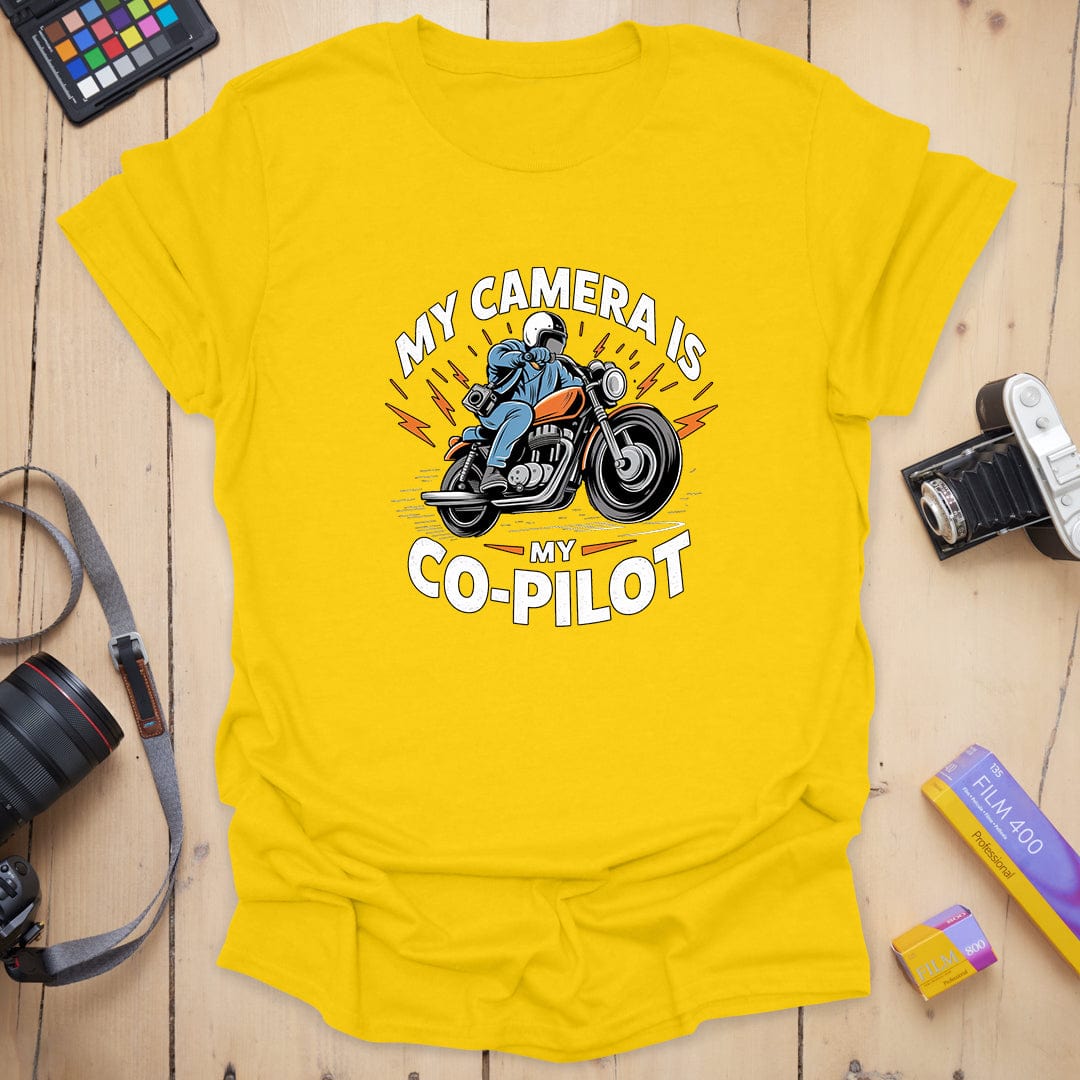 T-Shirt With Biker Camera Co-Pilot Graphic