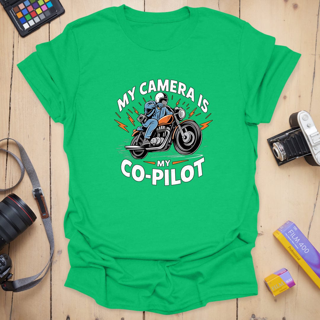T-Shirt With Biker Camera Co-Pilot Graphic