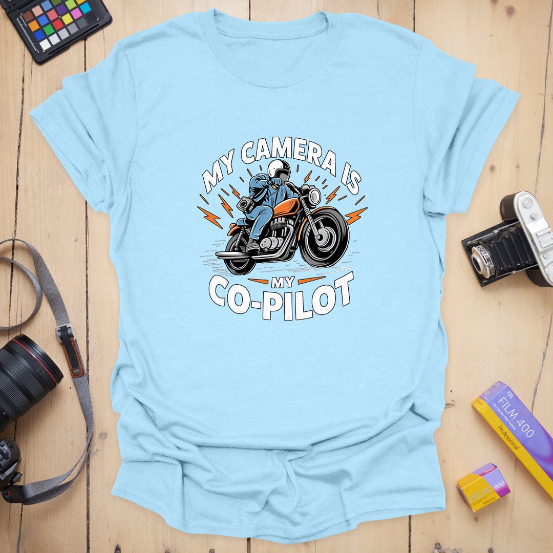T-Shirt With Biker Camera Co-Pilot Graphic