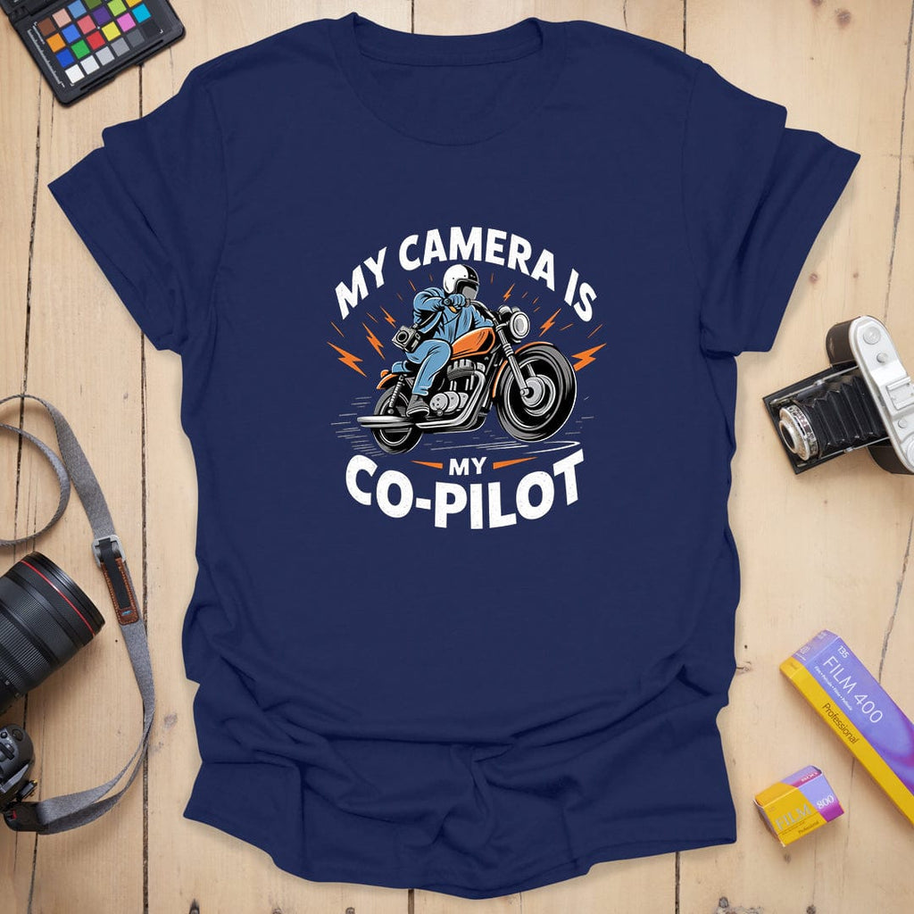 T-Shirt With Biker Camera Co-Pilot Graphic
