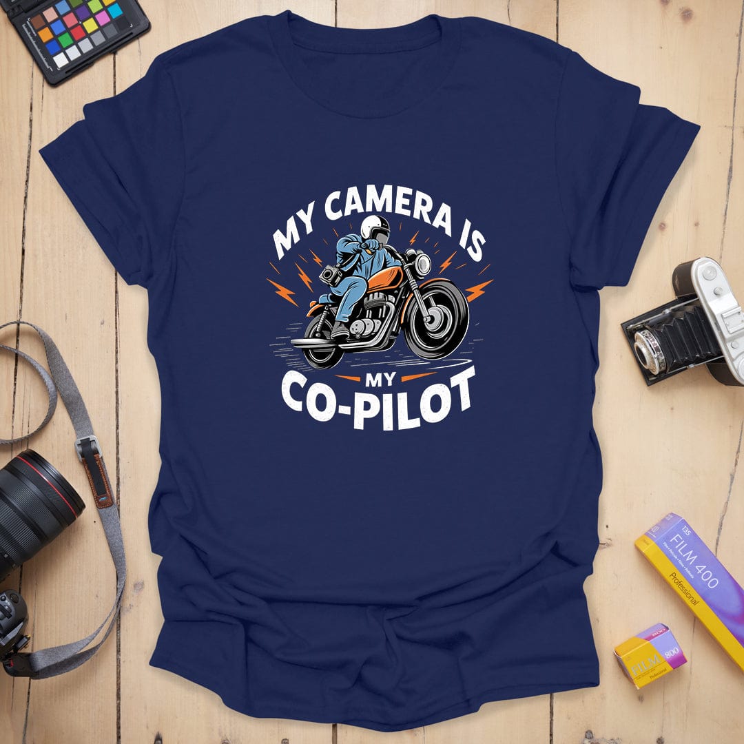 T-Shirt With Biker Camera Co-Pilot Graphic
