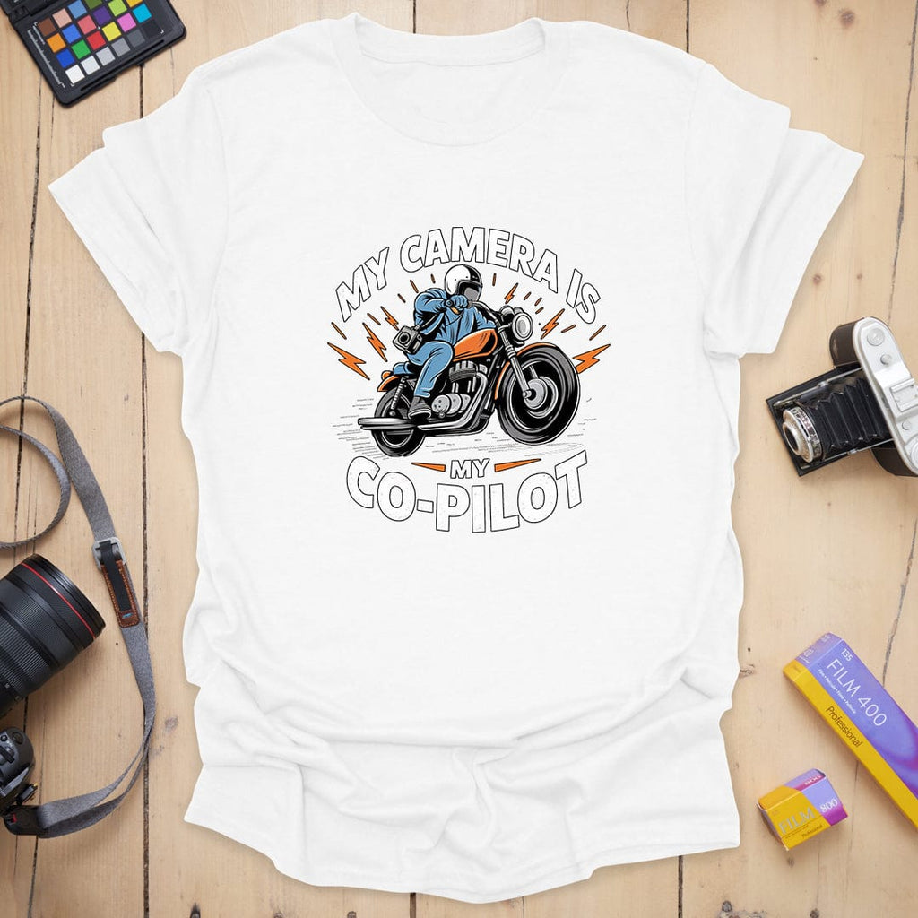 T-Shirt With Biker Camera Co-Pilot Graphic