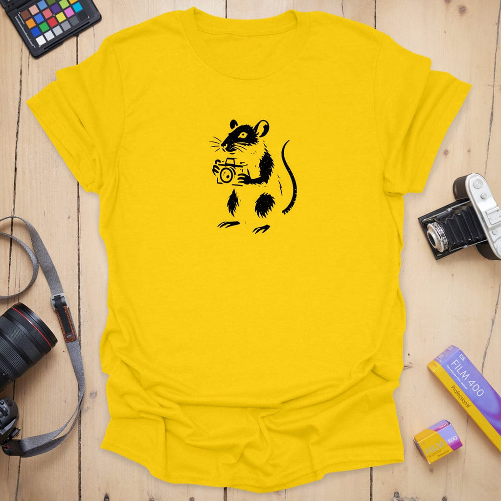 T-Shirt With Camera Rat Graphic Print