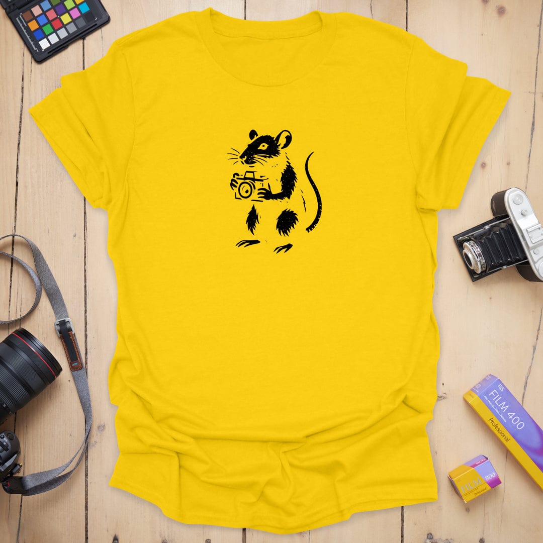 T-Shirt With Camera Rat Graphic Print