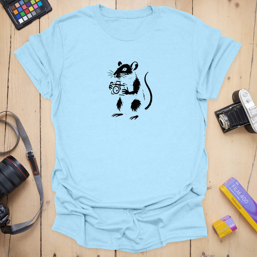T-Shirt With Camera Rat Graphic Print