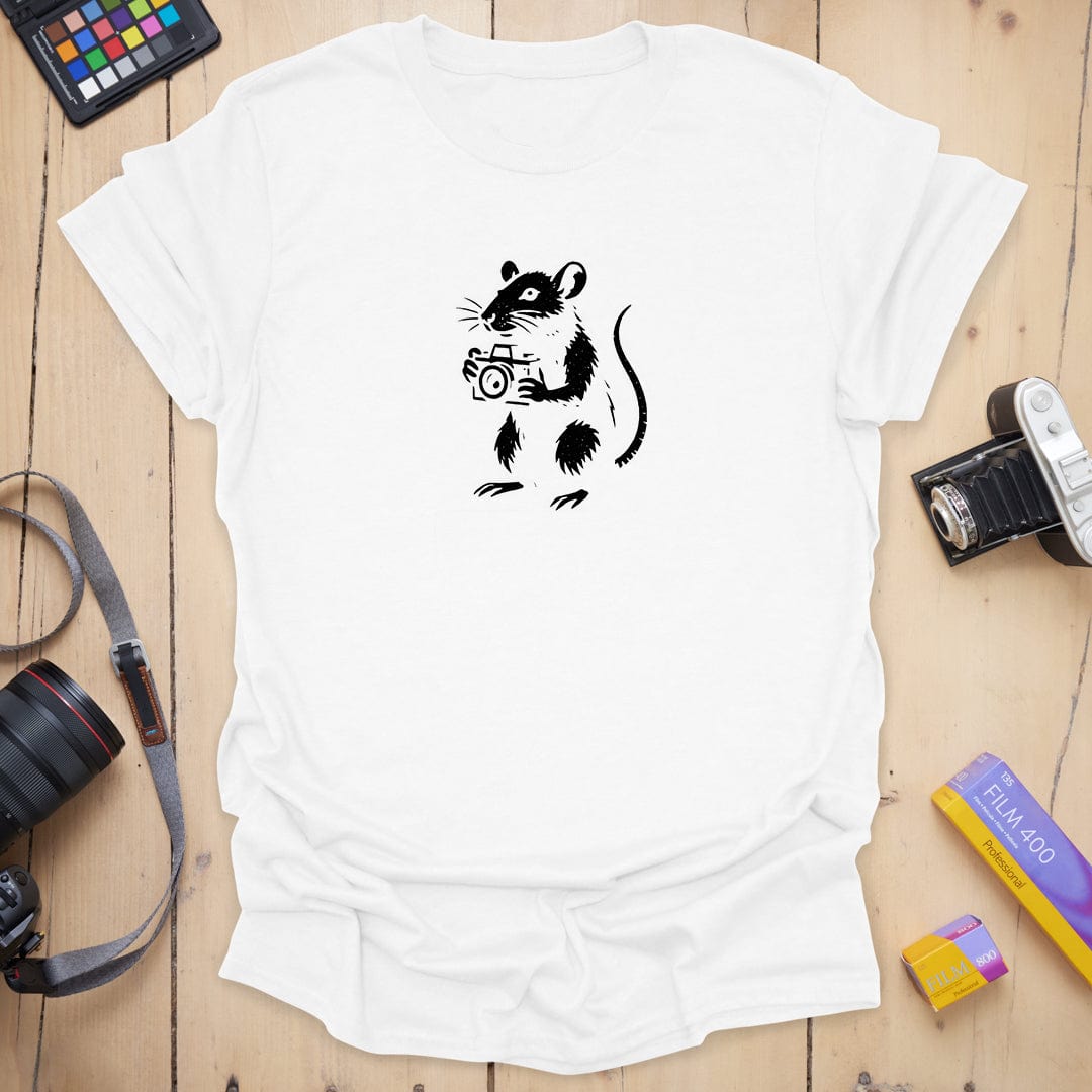 T-Shirt With Camera Rat Graphic Print