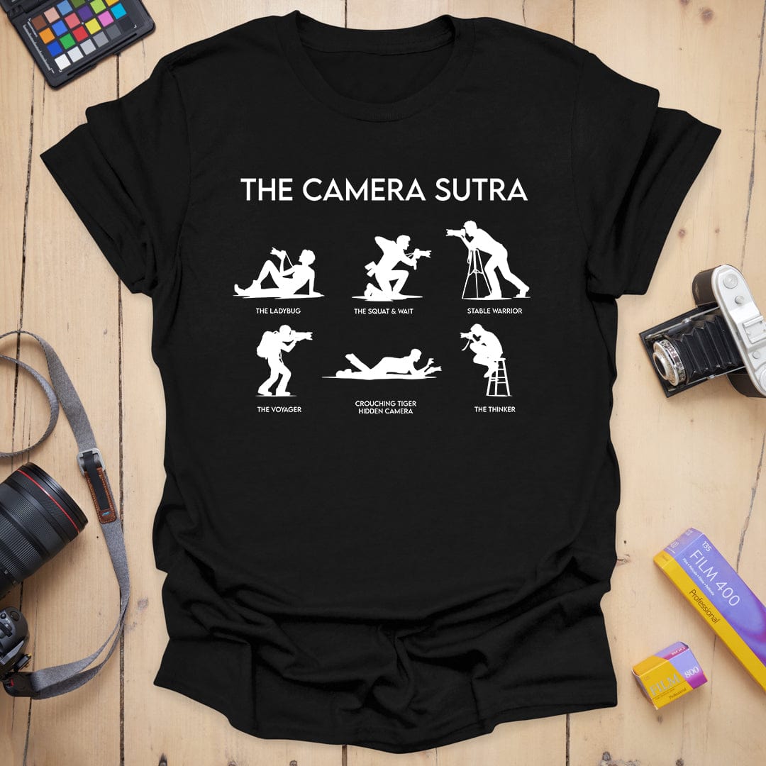 T-Shirt With Camera Sutra Photographer Pose Graphic