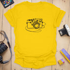 T-Shirt With Camera Sketch Minimalist Graphic