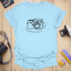 T-Shirt With Camera Sketch Minimalist Graphic