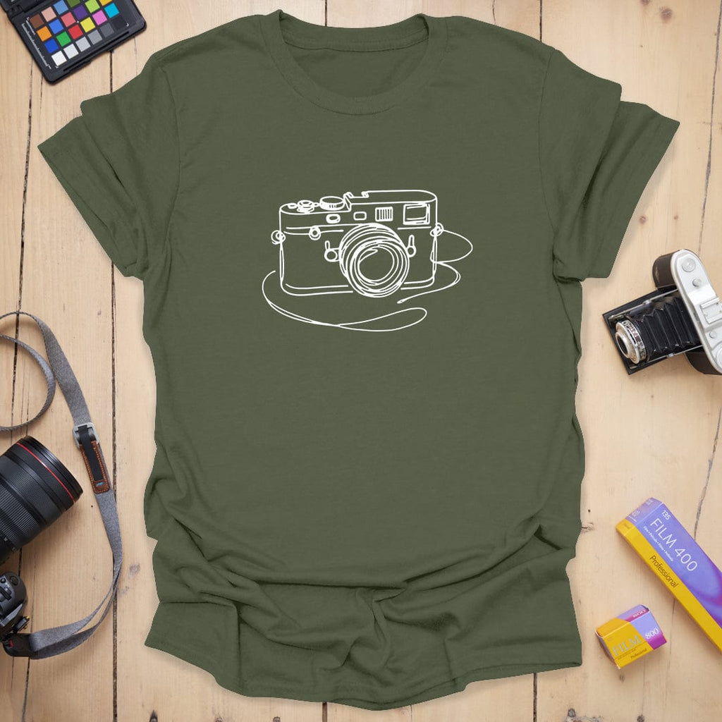 T-Shirt With Camera Sketch Minimalist Graphic