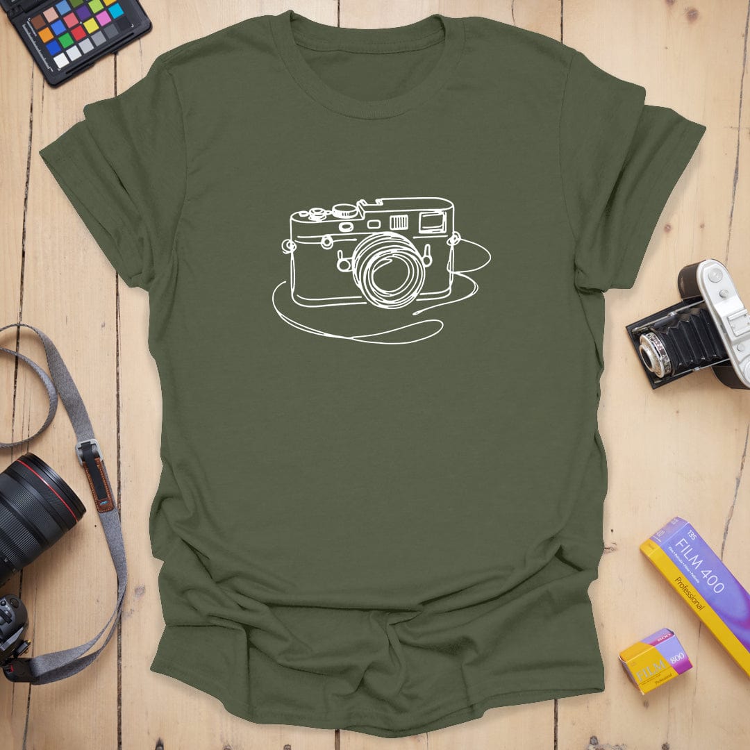 T-Shirt With Camera Sketch Minimalist Graphic