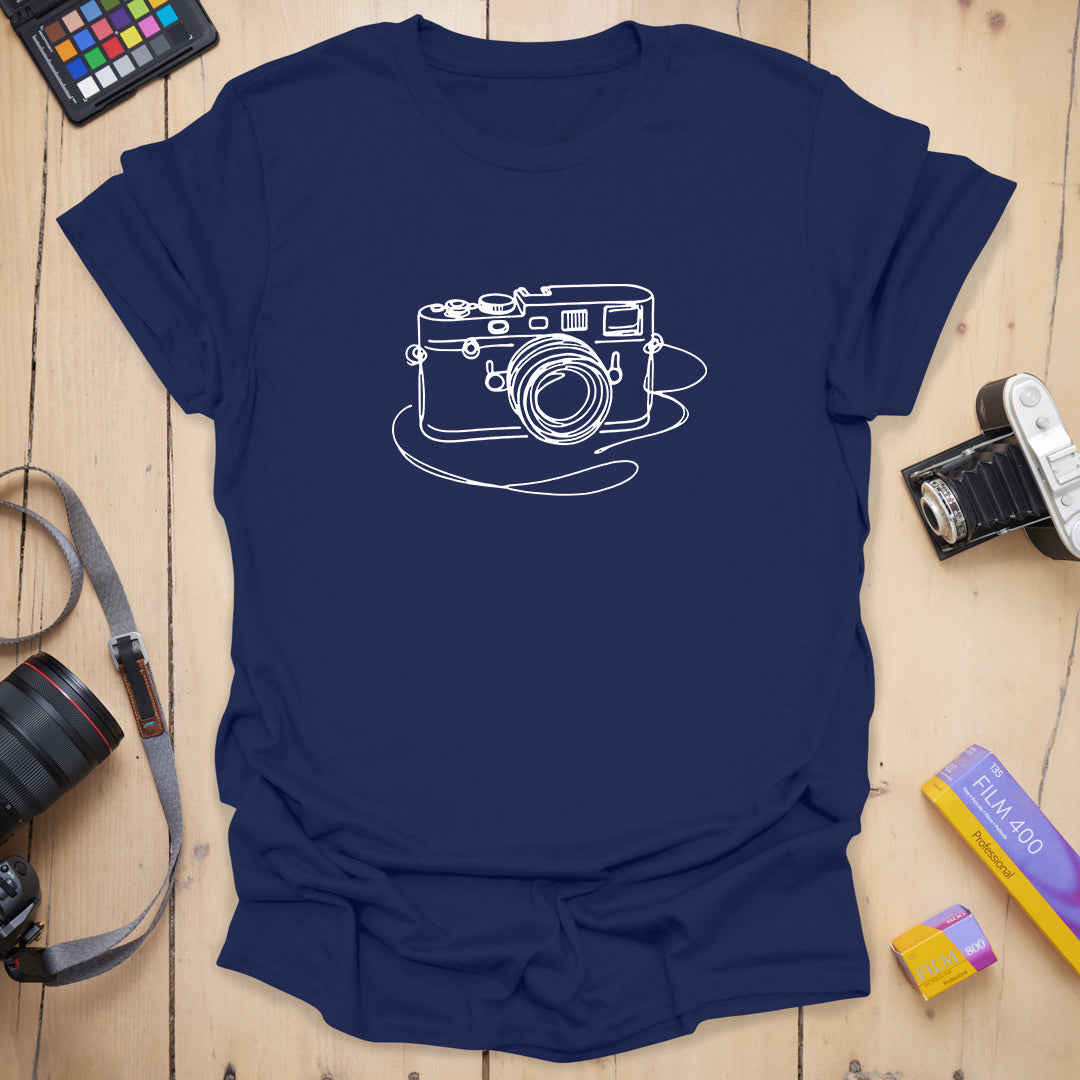 T-Shirt With Camera Sketch Minimalist Graphic