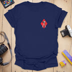 T-Shirt With Diamond Badge Camera Compass Design