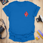 T-Shirt With Diamond Badge Camera Compass Design