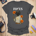 T-Shirt With Vintage Camera and Sunflower Graphic