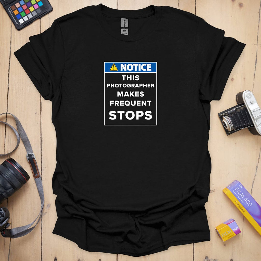 T-Shirt With Frequent Stops Road Sign Design