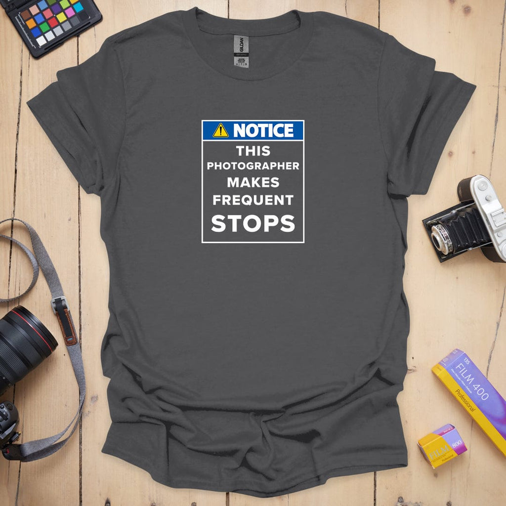 T-Shirt With Frequent Stops Road Sign Design