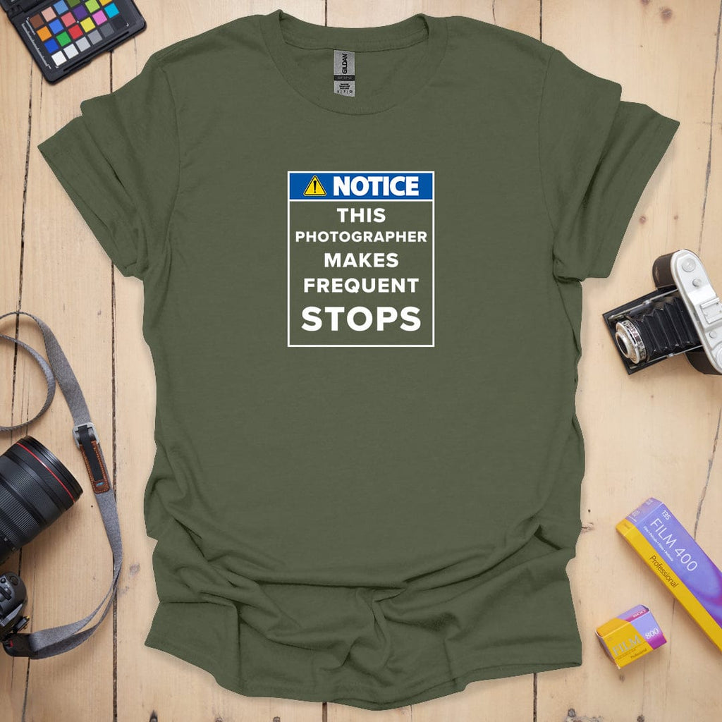 T-Shirt With Frequent Stops Road Sign Design