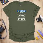 T-Shirt With Frequent Stops Road Sign Design