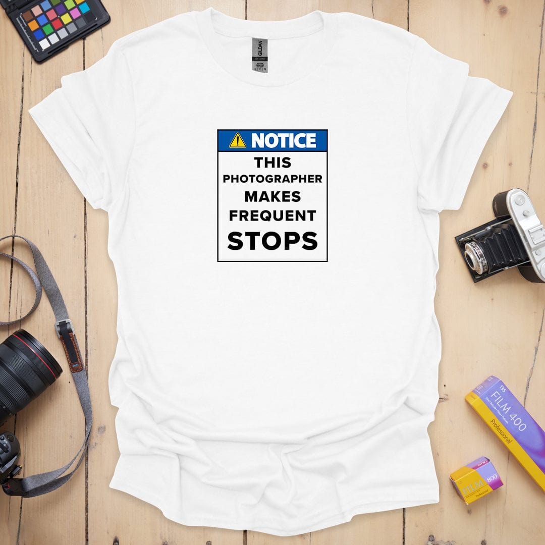 T-Shirt With Frequent Stops Road Sign Design