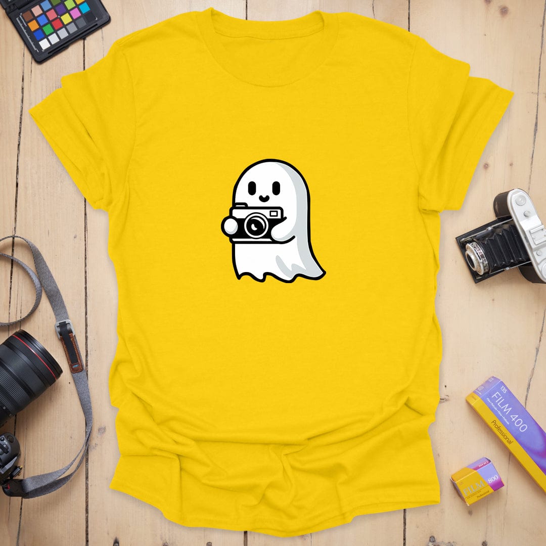 T-Shirt With Camera Ghost Graphic for Photo Lovers