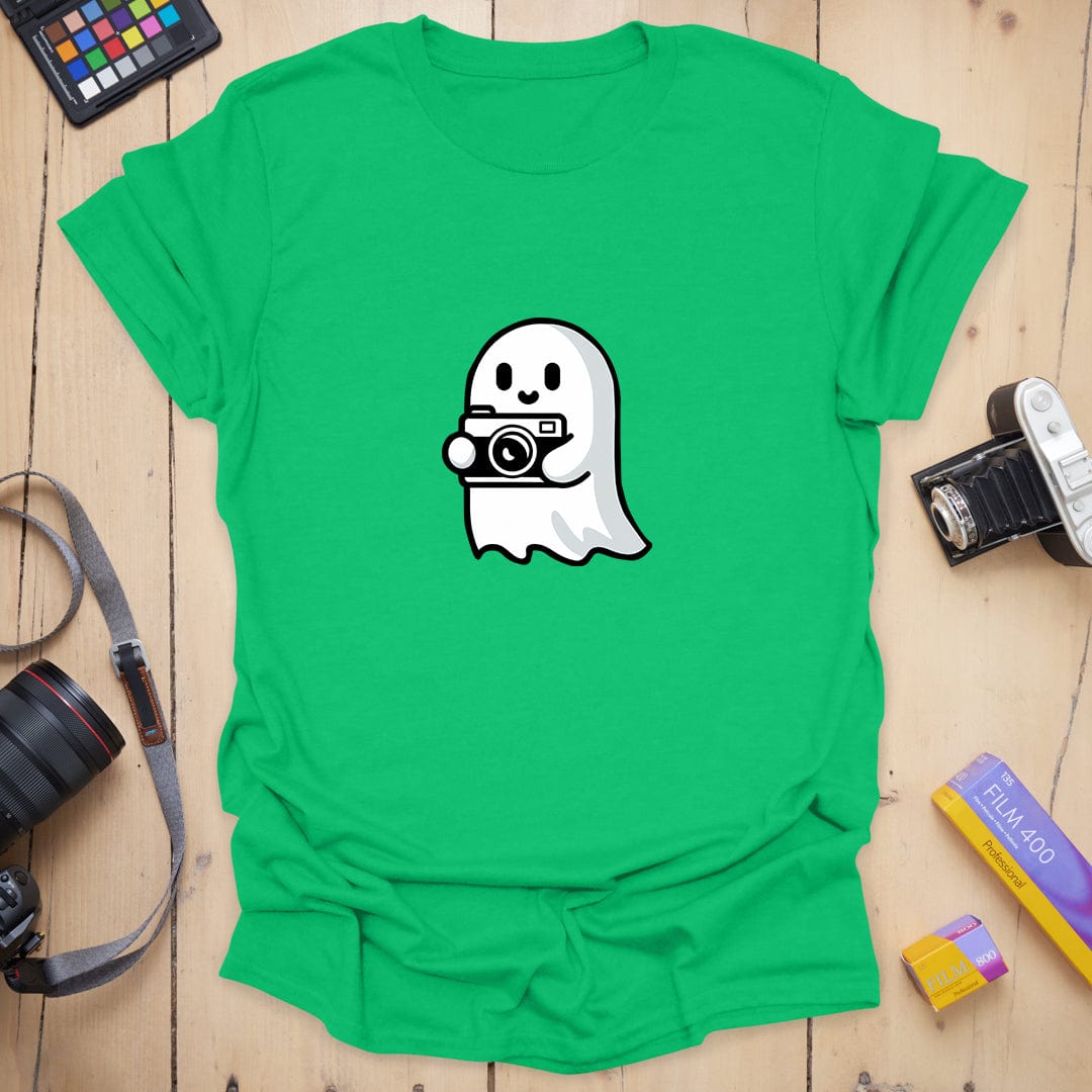 T-Shirt With Camera Ghost Graphic for Photo Lovers