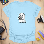 T-Shirt With Camera Ghost Graphic for Photo Lovers
