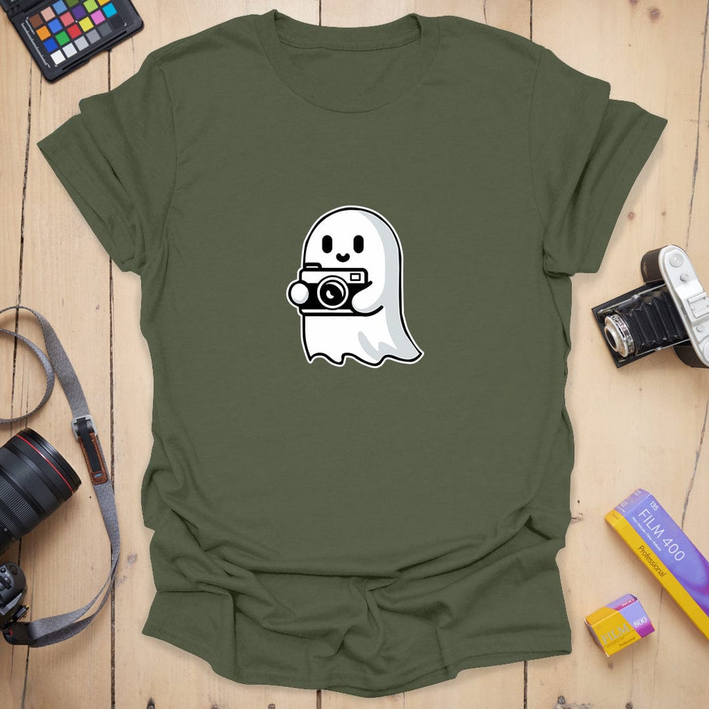 T-Shirt With Camera Ghost Graphic for Photo Lovers