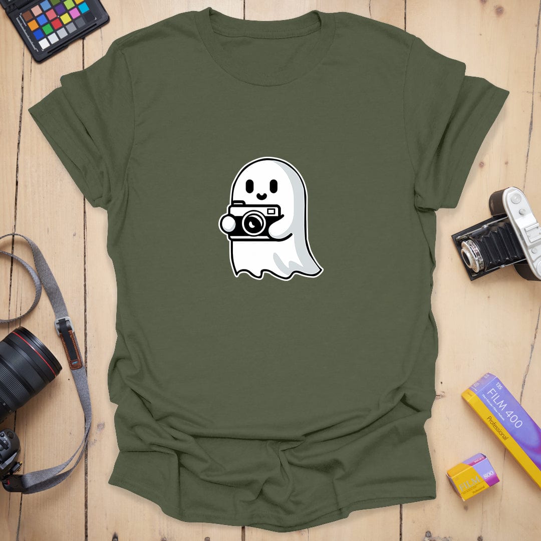 T-Shirt With Camera Ghost Graphic for Photo Lovers