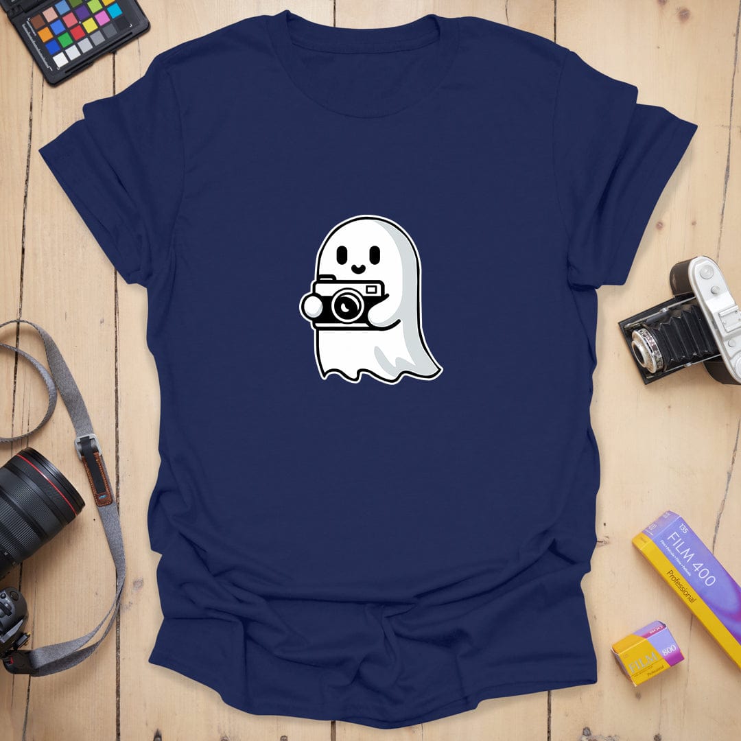 T-Shirt With Camera Ghost Graphic for Photo Lovers