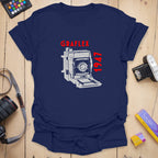 T-Shirt With Vintage Graflex Camera Illustration