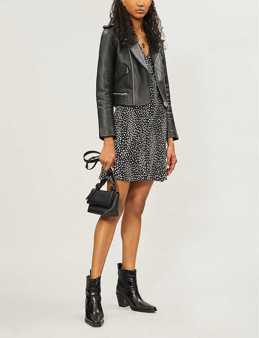 Women’s Black Genuine Leather Biker Jacket
